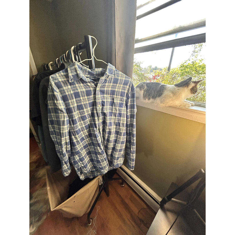 Old Navy Slim Fit Blue Plaid Casual Shirt - Medium